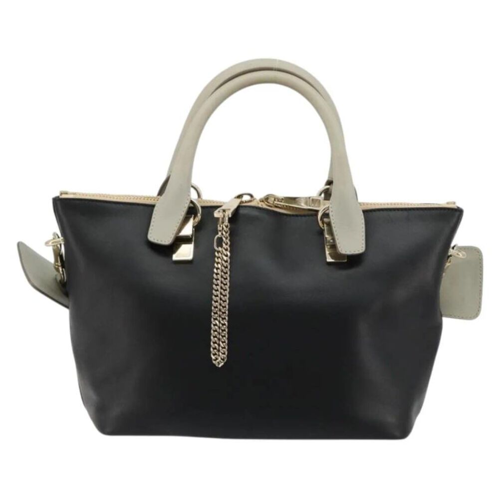 Chloe Bicolor Baylee Satchel Leather Black Leather Handbag